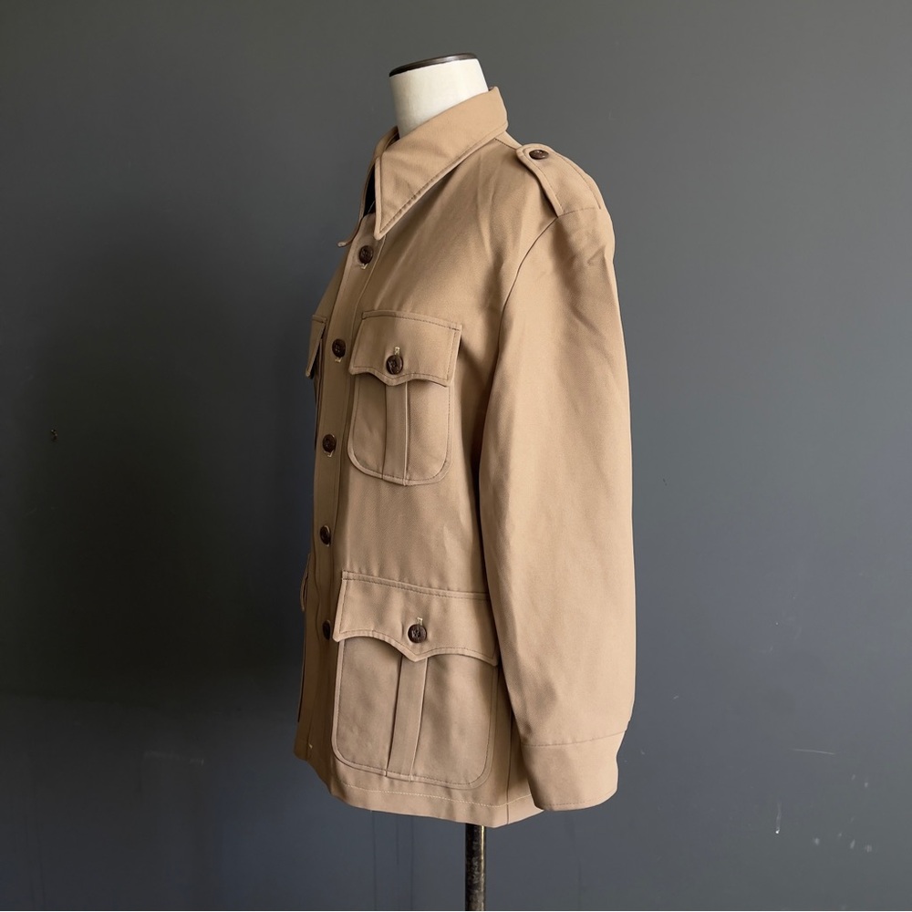 Safari Jacket Tan Italian Utility Chic Minimalist Quiet Luxury Field Coat Staple - Picture 5 of 7